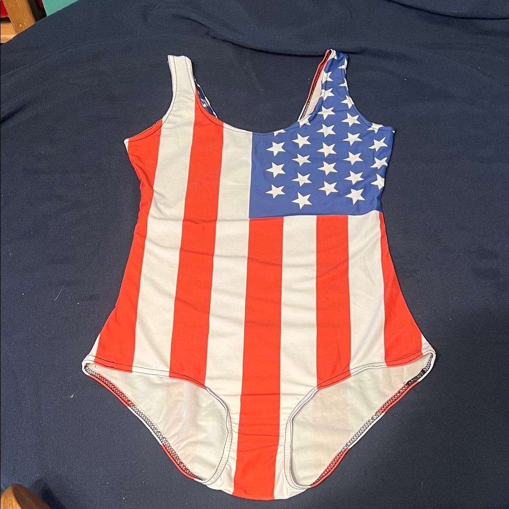 Patriotic Stars and Stripes One Piece Swimsuit